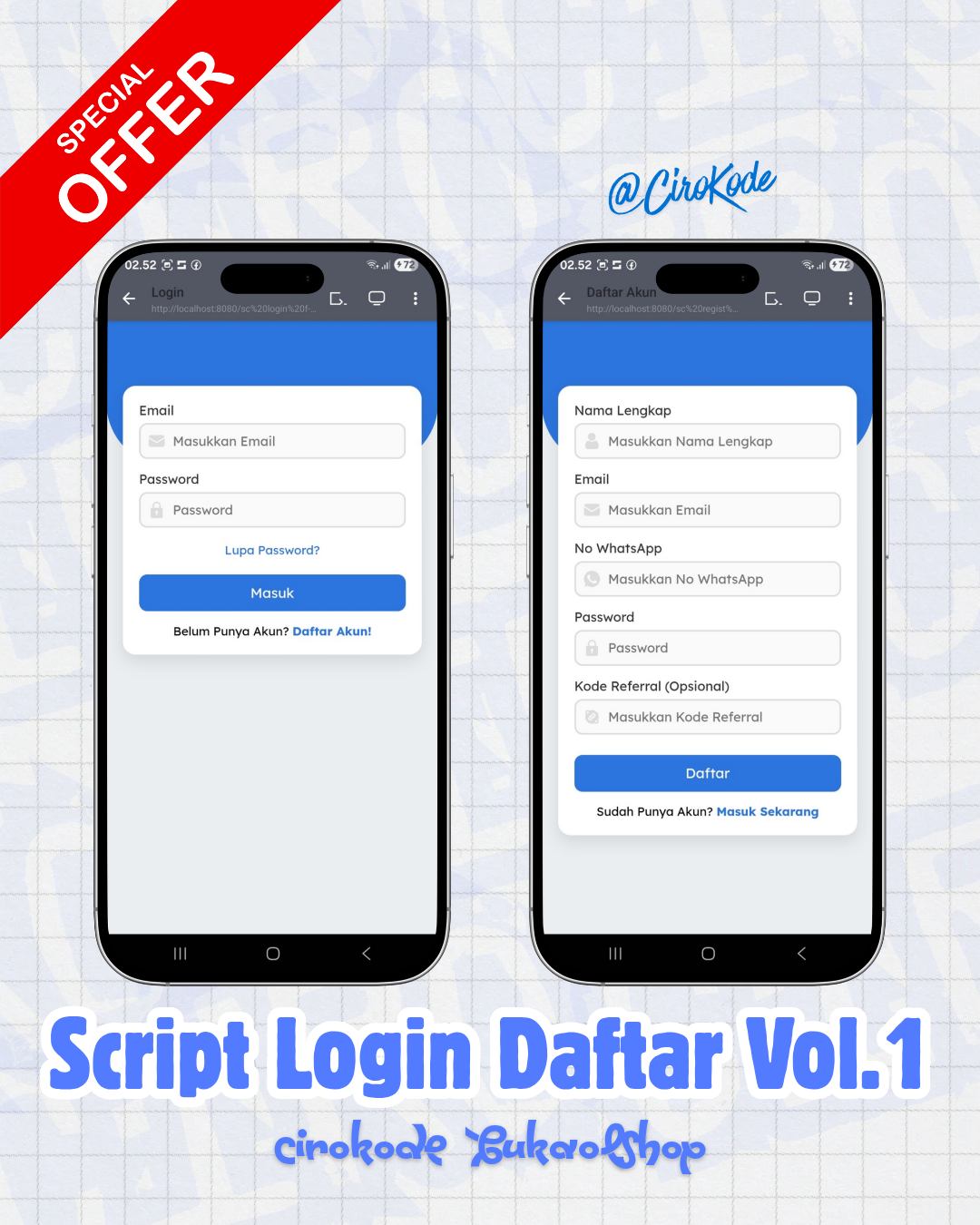 Script Login & Daftar Vol.1